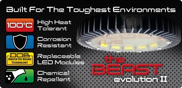 Beast Evolution II / Beast E2 - Industrial LED High Bay - Built For The Toughest Environments - High Ambient Temperature LED Light.