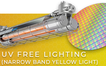 Solas Ray Narrow Band Yellow LED Lighting Link. Ultraviolet free lighting for use in semiconductor manufacturing.