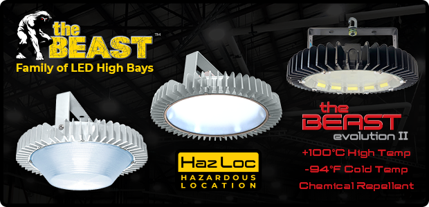 The Beast, Hazardous Location Beast, and Beast Evolution 2 are a family of Industrial and commercial LED high bay lighting solutions. Explore available models here.